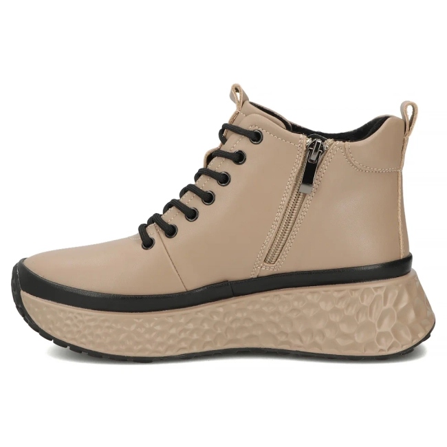 Taupe kožené kotníkové boty na platformě Filippo DBT7998/26 TP