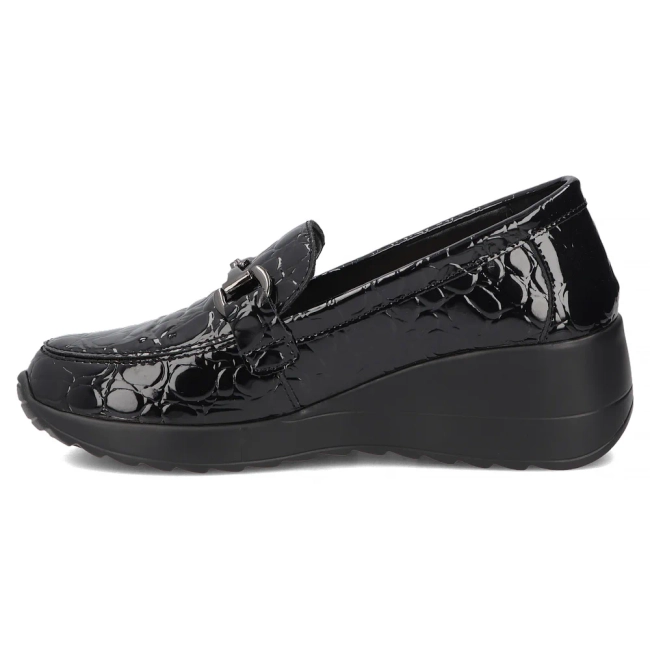 Černé kožené polobotky na klínku Filippo DP8101/26 BK