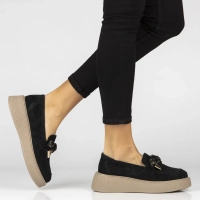 Černé kožené polobotky na platformě Filippo DP8293/26 BK