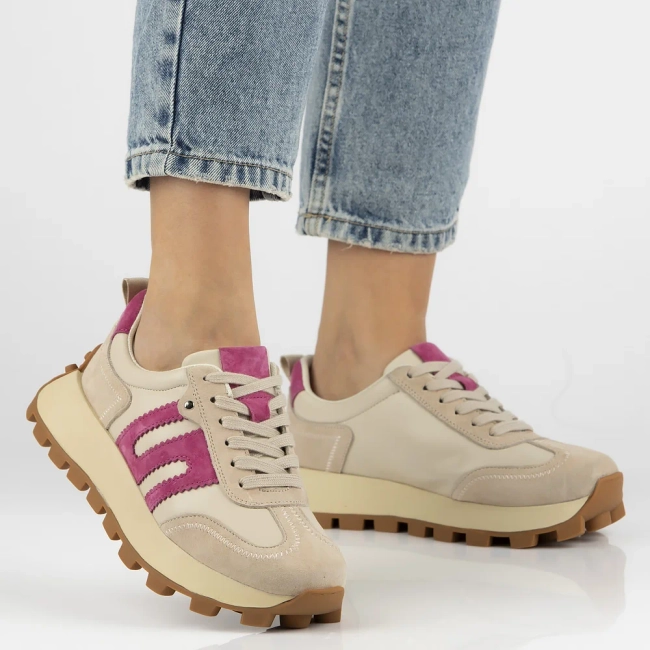 Béžovo-růžové kožené sneakersy Filippo DP6743/25 BE FH