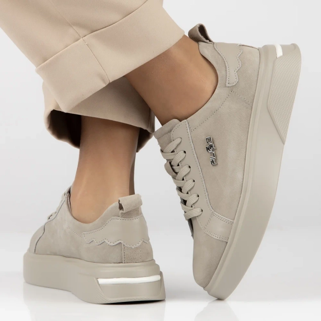 Šedá kožené sneakersy Filippo DP4580/23 BE