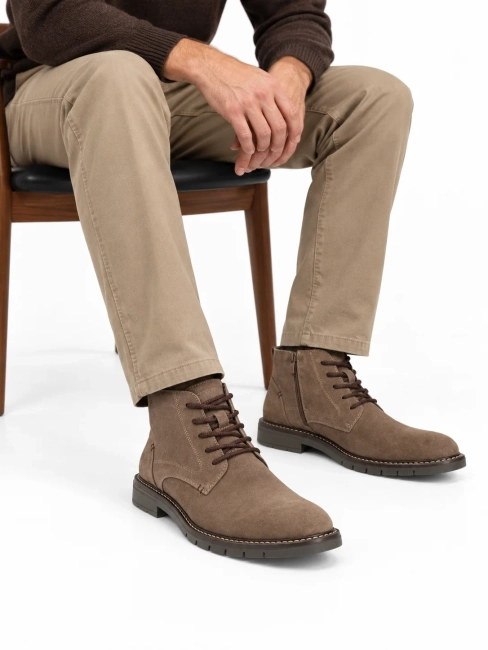 Taupe kožené kotníkové boty Filippo MBT8318/26 TP