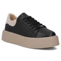 Béžovo-černé kožené tenisky na platformě Filippo DP6119/26 BK BE