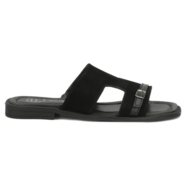 Černé kožené pantofle Filippo DK7747/26 BK