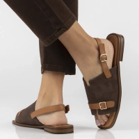 Hnědé kožené sandály Filippo DS7757/26 D BR