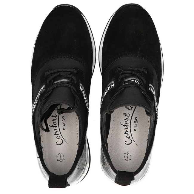 Černé kožené sneakersy Filippo DP1388/20 BK